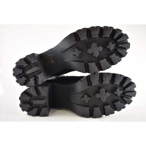 Prada 55MM Logo Lug Sole Platform Black Re-Nylon Leather Ankle Heel Boot 37.5 - Picture 15 of 15